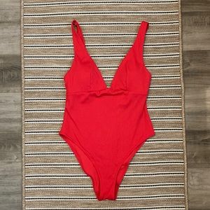 H&M Ribbed Red One Piece